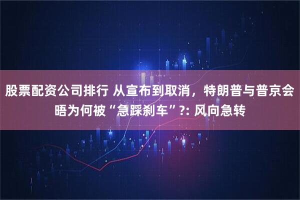 股票配资公司排行 从宣布到取消,特朗普与普京会晤为何被“急踩刹车”?: 风向急转